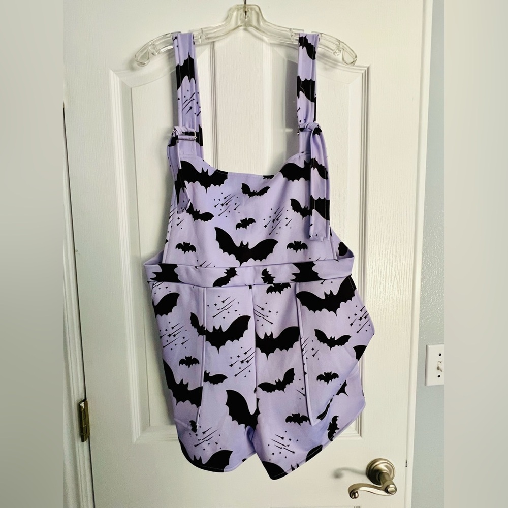 In Control Clothing Purple Bats Plus Size Overall Shorts | 3X - Picture 2 of 6